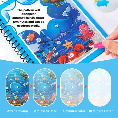 Kid’s Magic Water Coloring Books™ – Reusable 4-Pack with Chunky Water Pens