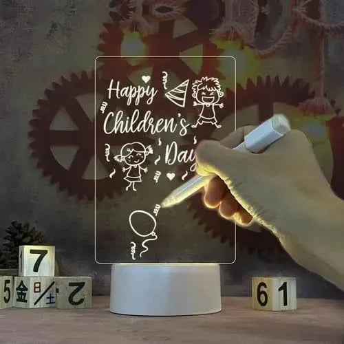 GlowNote™ – 3D LED Acrylic Message Note Board & Reusable Drawing Night Lamp