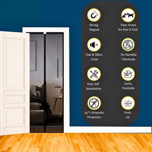 WonderNet™ Magnetic Mosquito Door Curtain – Foldable Mesh Screen with 80+ Magnets | Made in India