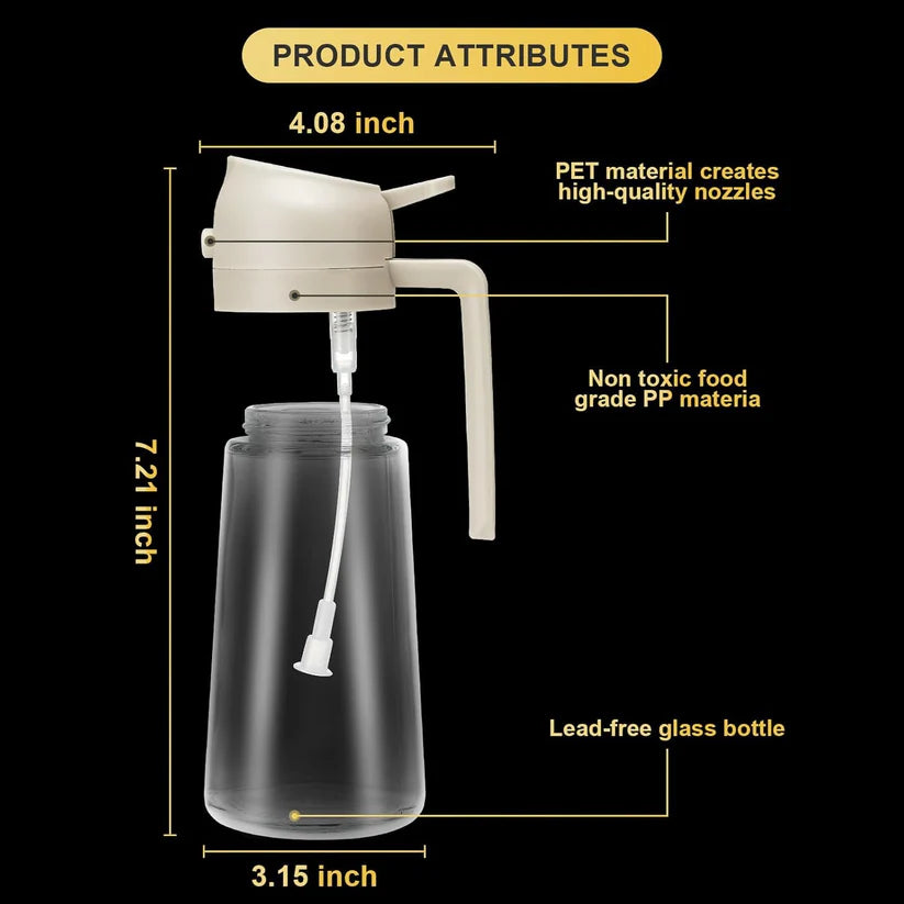 Willow™ 2-in-1 Oil Dispenser – Glass Spray & Pour Bottle for Kitchen (500ml)