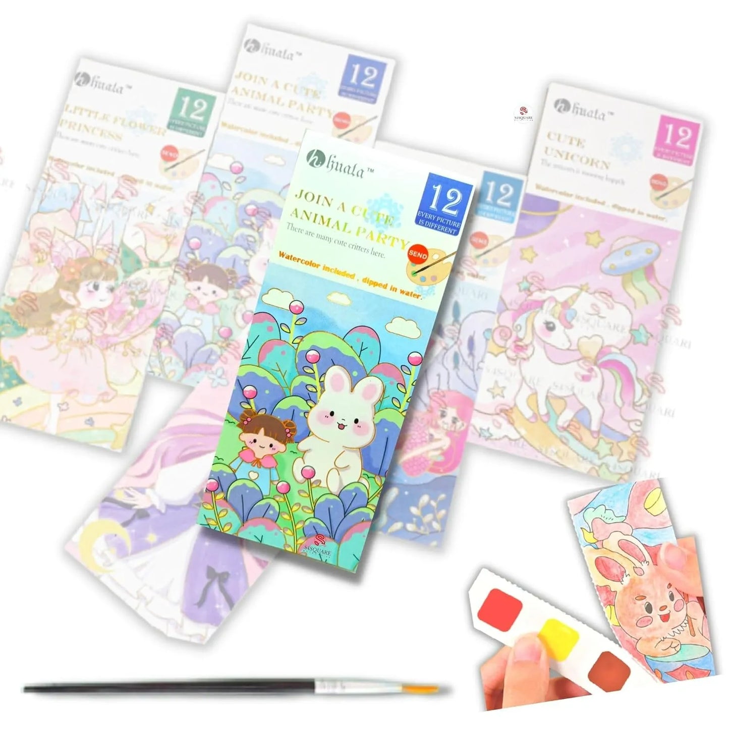 Watercolor Painting Book Set with Brush™ (Pack of 3)