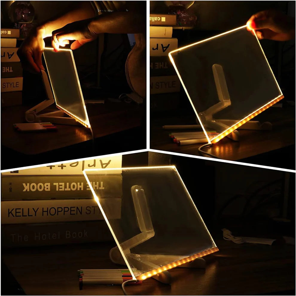 Reusable 3D Glow Drawing Kit™ – Light-Up Acrylic LED Writing Board for Kids