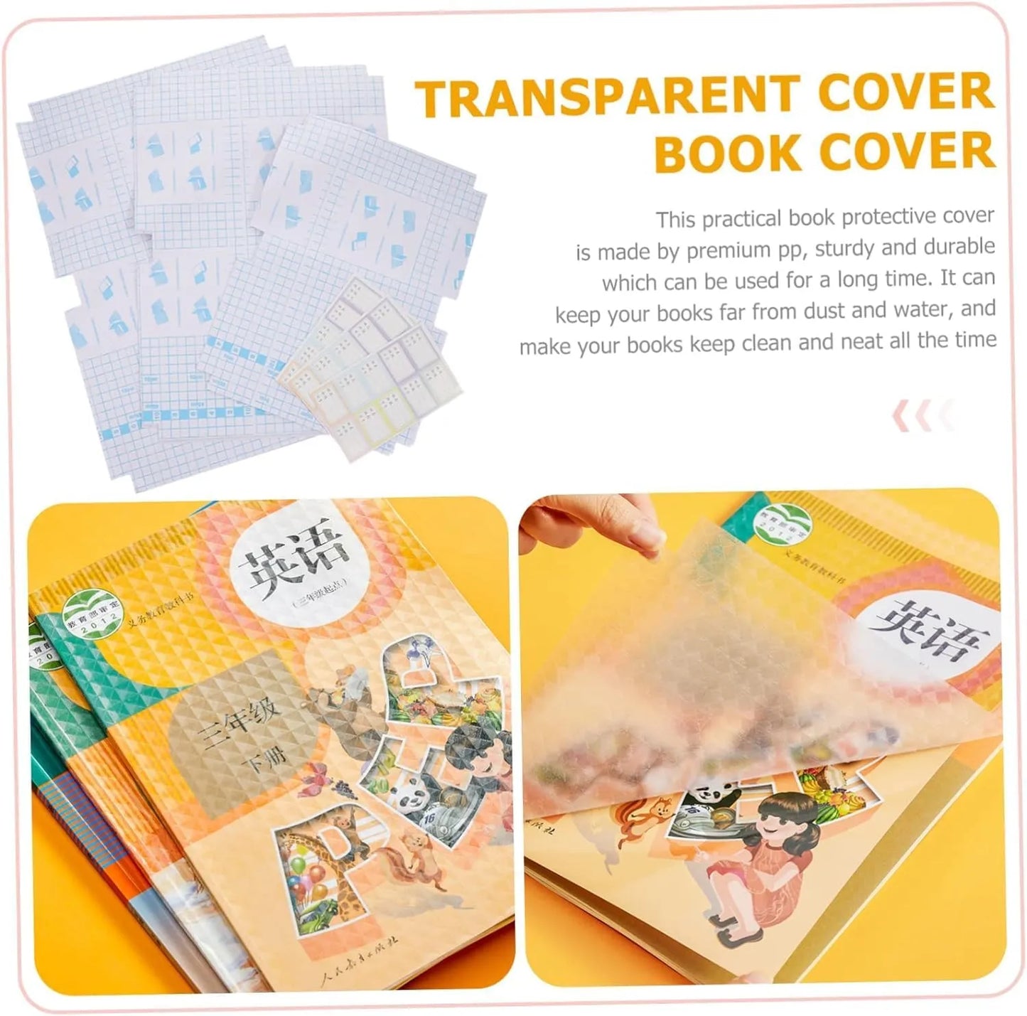ClearCover Sticker Book Covers™ – Set of 30 Transparent Self-Adhesive Sheets (3 Sizes)