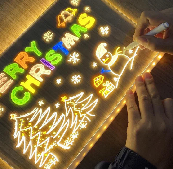Reusable 3D Glow Drawing Kit™ – Light-Up Acrylic LED Writing Board for Kids
