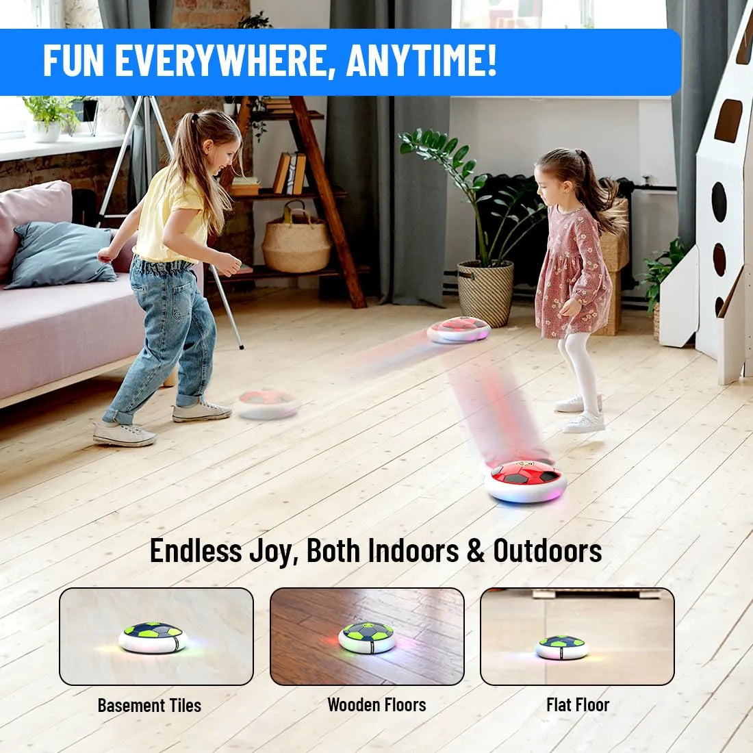 HoverBall™ – Indoor LED Football with Soft Bumper for Kids