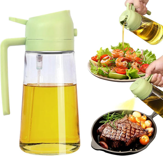 Willow™ 2-in-1 Oil Dispenser – Glass Spray & Pour Bottle for Kitchen (500ml)