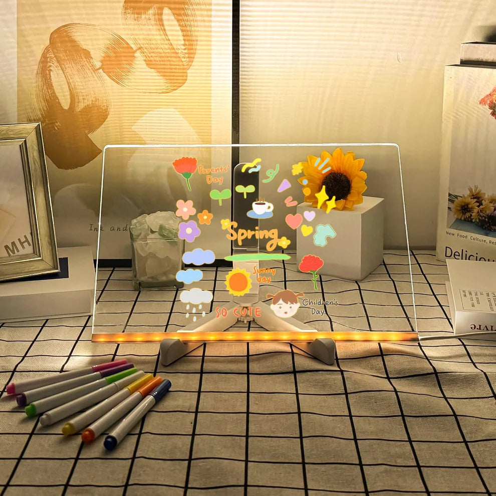 Reusable 3D Glow Drawing Kit™ – Light-Up Acrylic LED Writing Board for Kids
