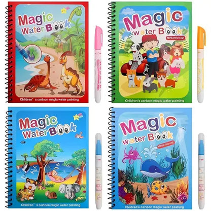 Kid’s Magic Water Coloring Books™ – Reusable 4-Pack with Chunky Water Pens