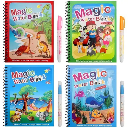 Kid’s Magic Water Coloring Books™ – Reusable 4-Pack with Chunky Water Pens
